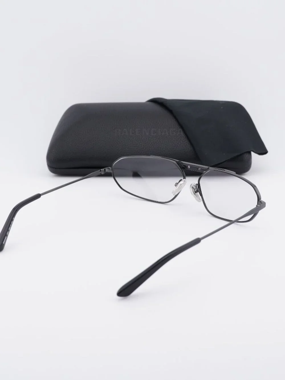 Balenciaga BB0245S 004 Geometric Sunglasses - Gunmetal / Light Grey